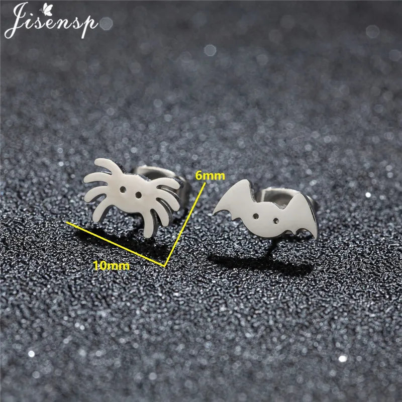 Cartoon Stainless Steel Stud Earrings Gingerbread Man Deer Spider Ghost Earings for Women Christmas Piercing Jewelry 2024