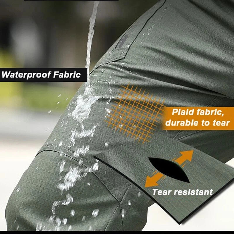 Mens Waterproof Cargo Pants Elastic Multiple Pocket Military Male Trousers Outdoor Joggers Pant Plus Size Tactical Pants Men