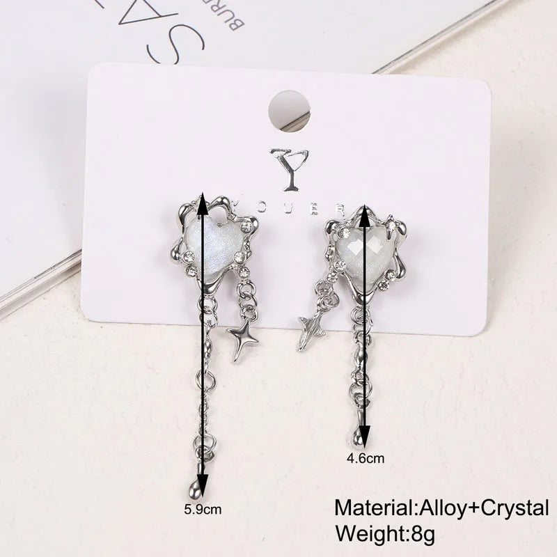 Irregular Heart Tassel Star Earrings - Madeinsea©