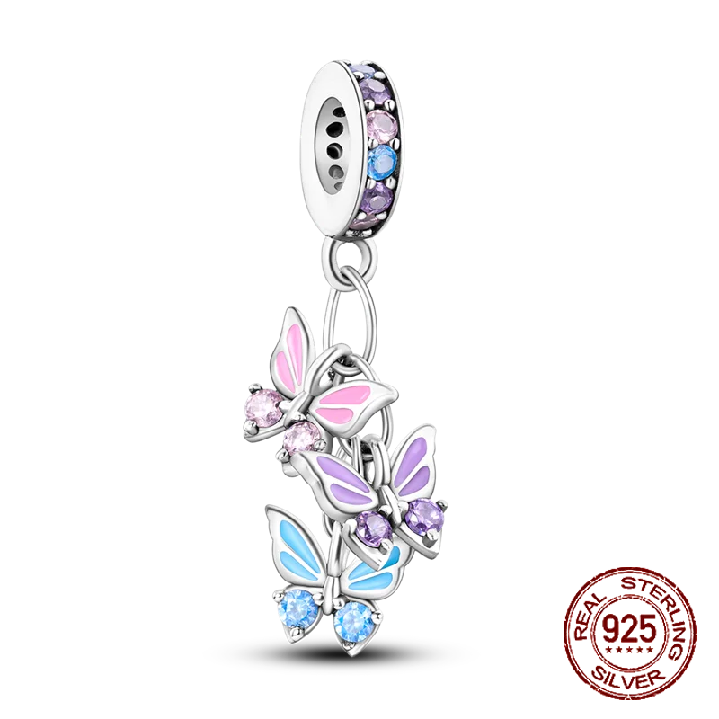 Butterfly Flower Animal Beads Fit Pandora Original bracelet charms Silver 925 Necklace pendientes mujer for Women Jewelry making