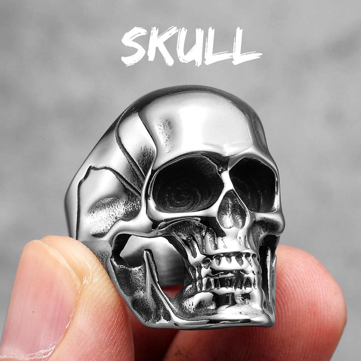 Vintage Punk Gothic All Skull Head Series Stainless Steel Womens Mens Rings Unique for Biker Jewelry Creativity Gift Wholesale