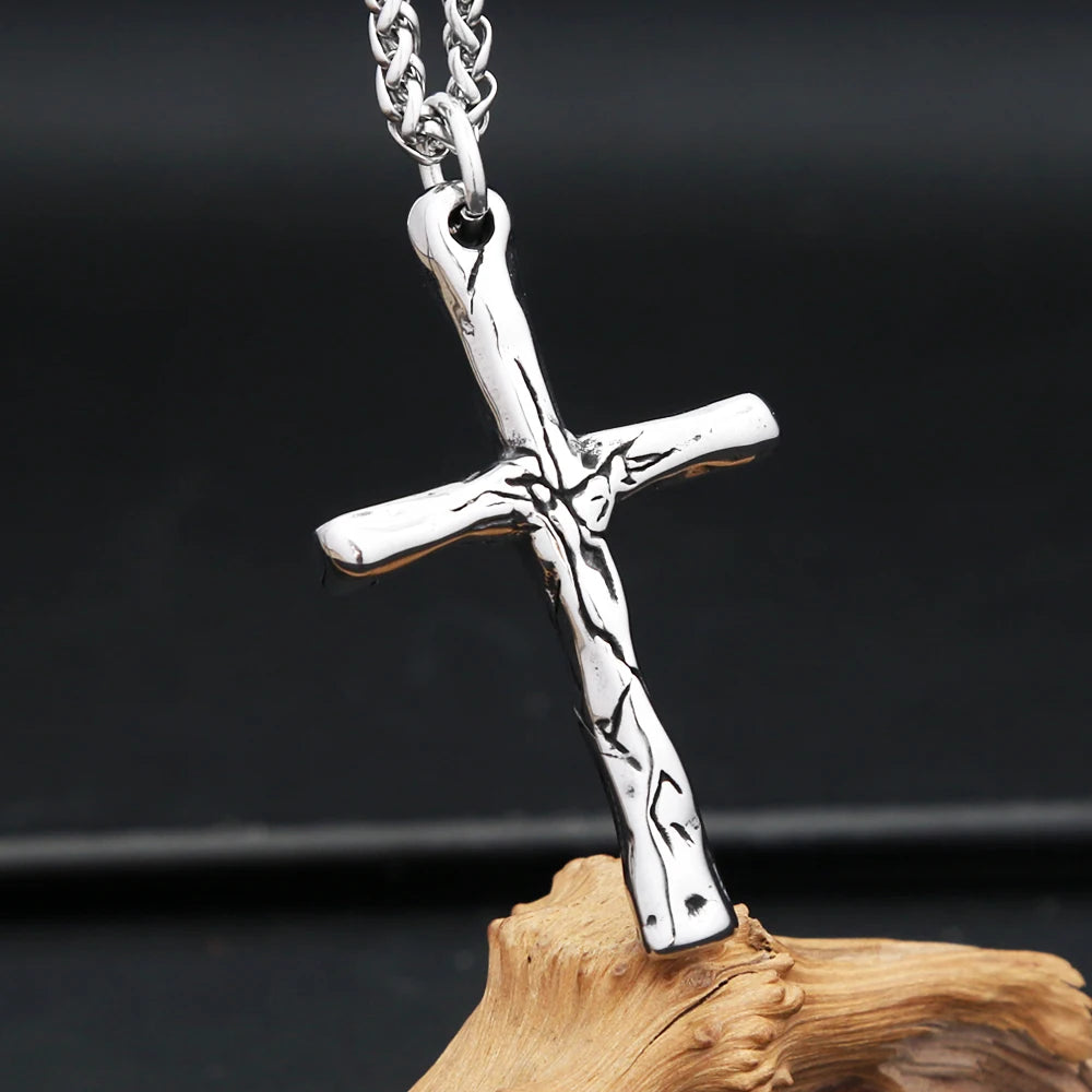 New Unique Stainless Steel Cross Pendant Necklaces For Men Women Punk Hip Hop Simple Cross Necklace Fashion Jewelry Dropshipping