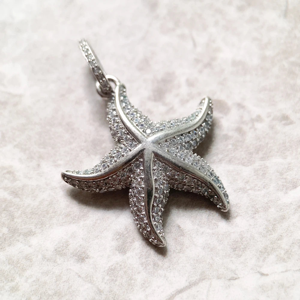 Pendant Sparkling Starfish Summer Brand New Fine Jewelry Trendy 925 Sterling Silver Accessories Ocean Spirit Gift For Women