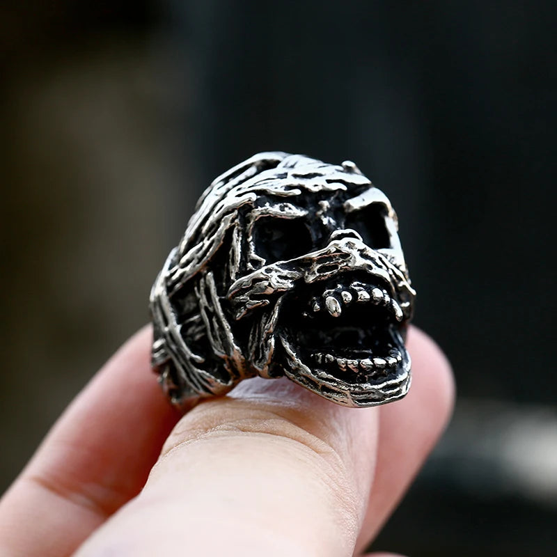 New Style Retro Egyptian Ancient Egyptian Mummy Skull Ring For Men Punk Biker Fashion Jewelry Wholesale