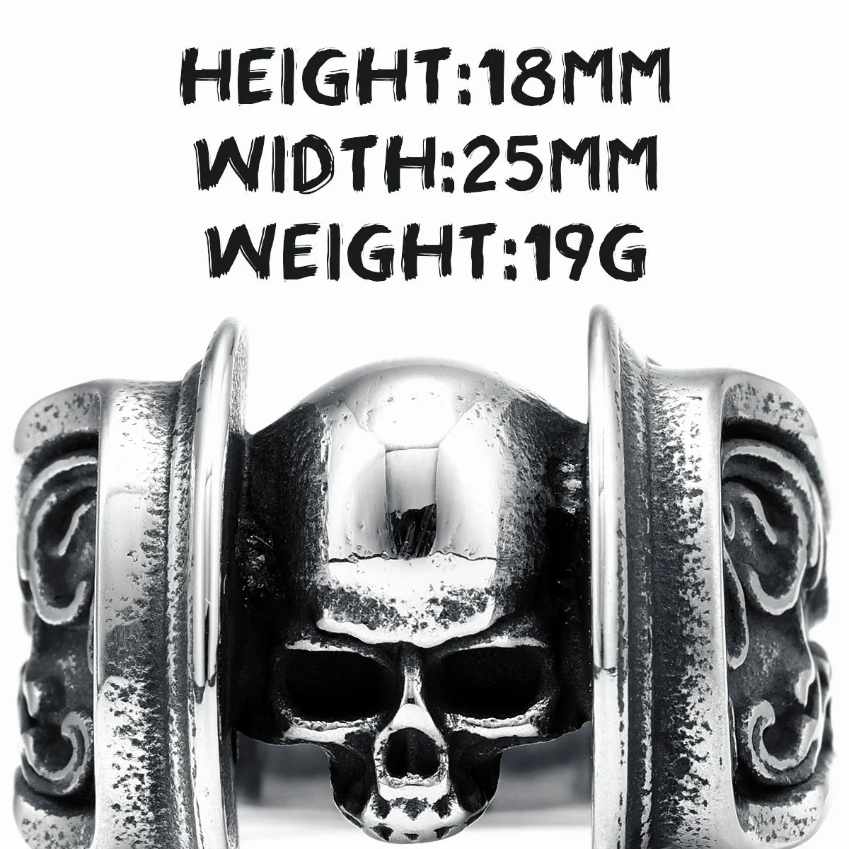 Skull Men Rings 316L Stainless Steel Rune Skeleton Rock Punk Rap HipHop Party for Biker Rider Male Boyfriend Jewelry Best Gift