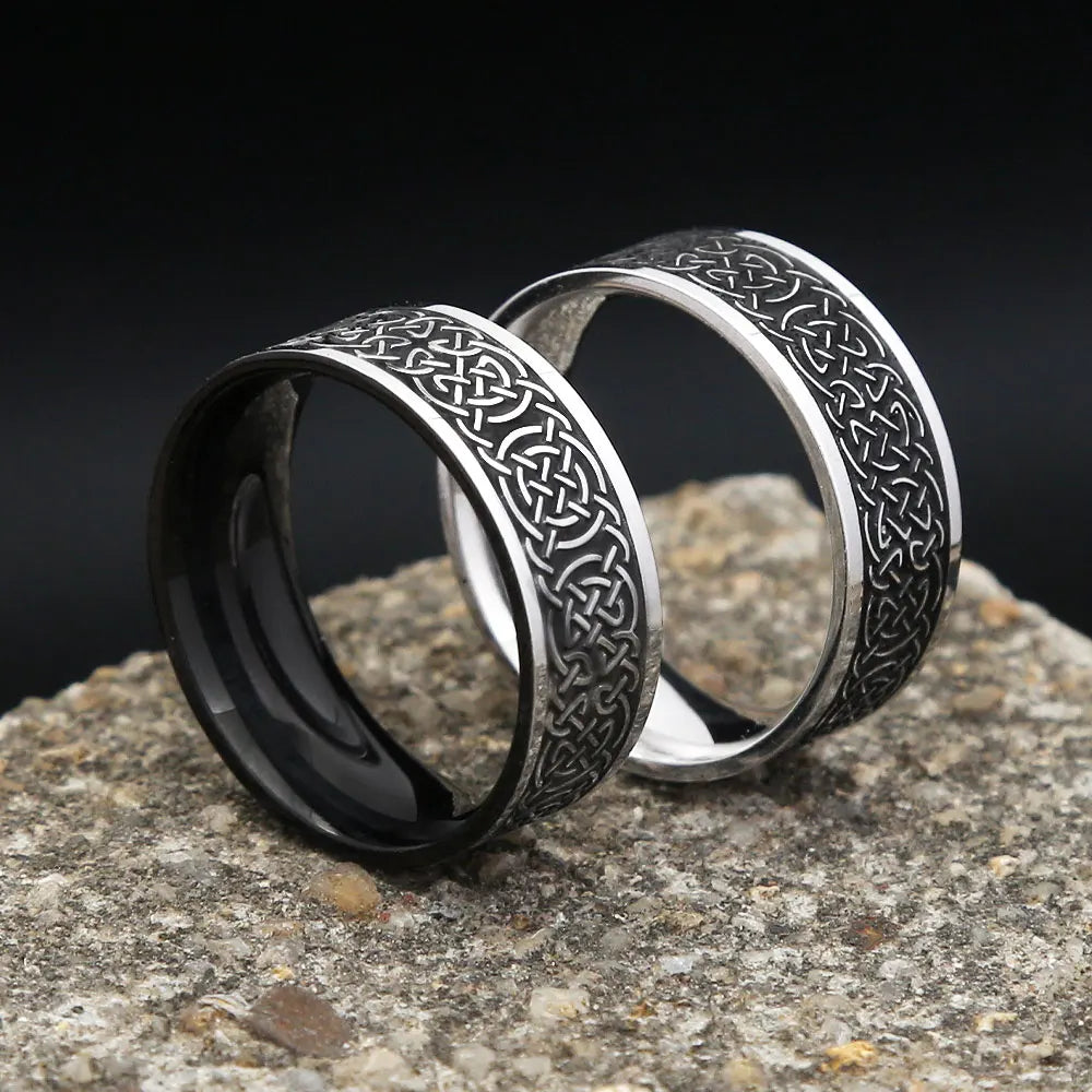 Vintage Stainless Steel Vikings Celtic Knot Rune Ring For Men Women Fashion Simple Nordic Amulet Rings Punk Lucky Jewelry Gifts