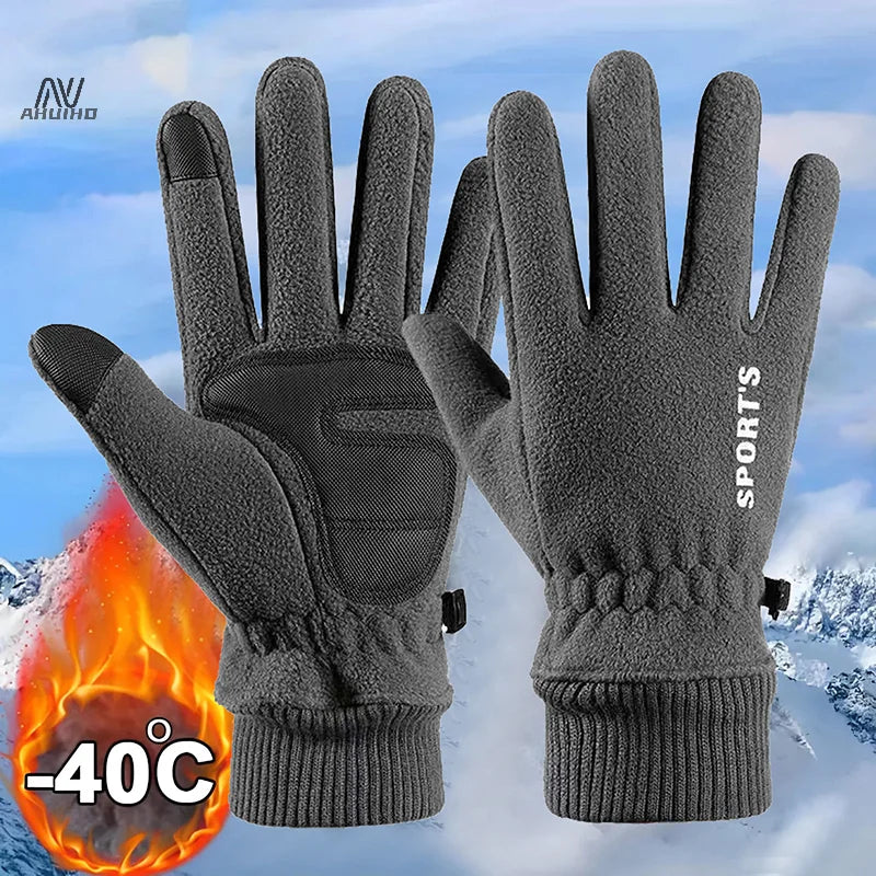 Winter Skihandschuhe Herren Fahrradhandschuhe Thermo Polar Fleece Handschuhe Kalter Wind Wasserdicht Touchscreen Warm Skifäustling