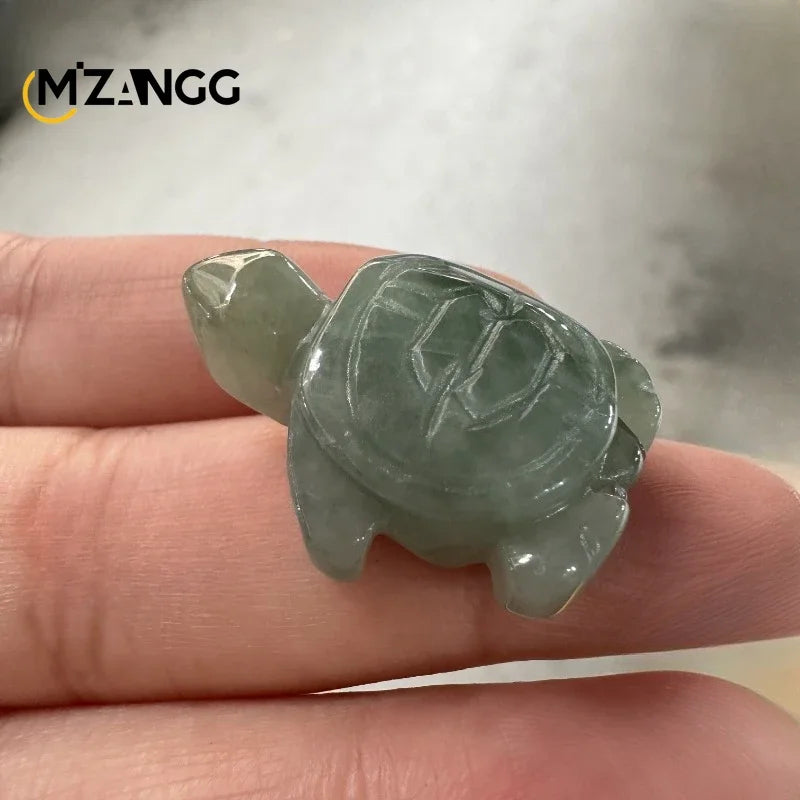 Natural A Goods Jadeite Turtle Pendant Hand-carved Men and Women Longevity Turtle Jade Necklace Key Chain Jewelry Lucky Amulet