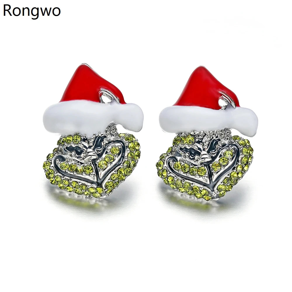 Rongwo Halloween Noël Cristal Boucles D'oreilles À Tige Dessin Animé Luxe Brillant Fantôme Cauchemar Bijoux Boucle D'oreille pour Femmes Filles