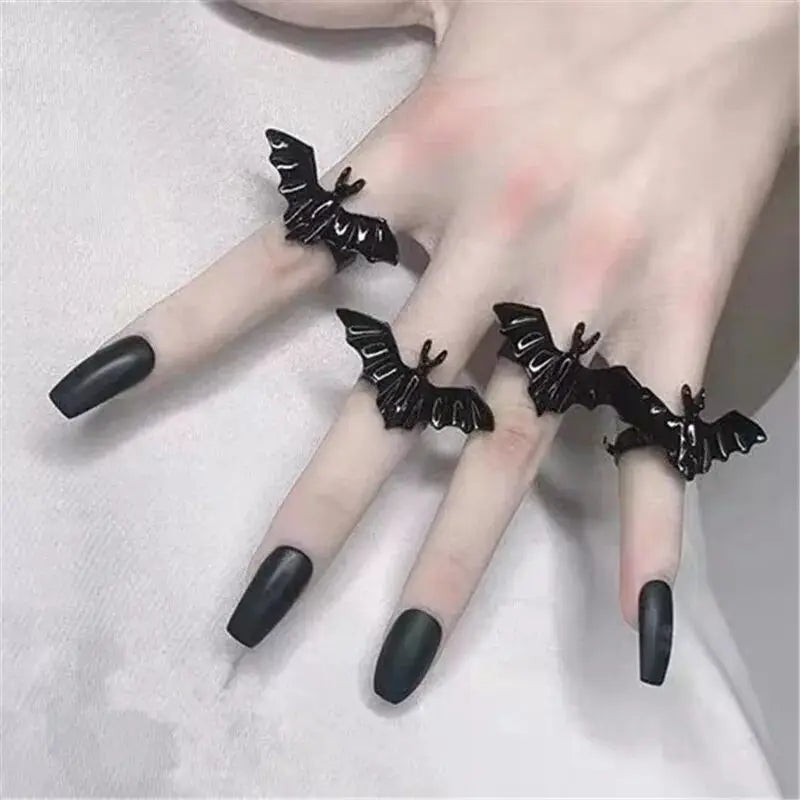 Punk Halloween Fledermaus Ring Gothic Schwarz Vampir Flügel Einstellbare Finger Ringe