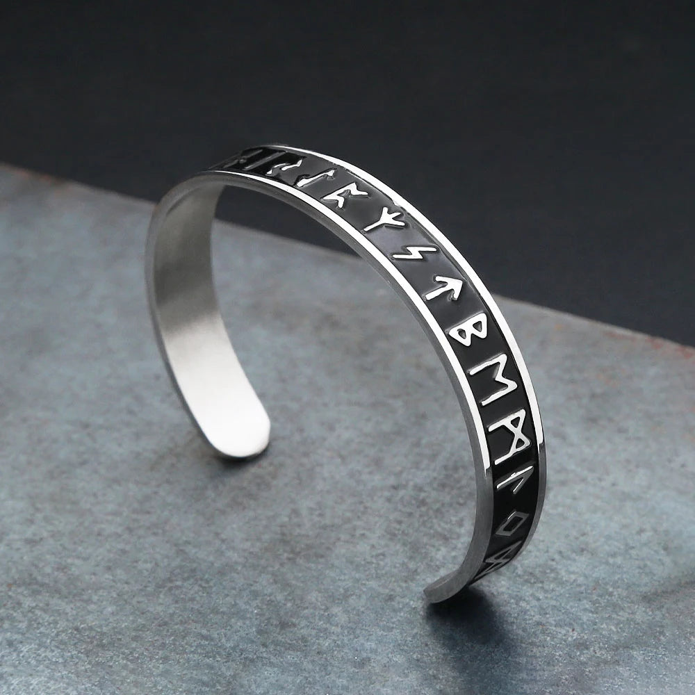 Nordic Stainless Steel Vikings Rune Bracelet Fashion Opening Simple Cuff Bangles For Men Women Amulet Jewelry Gifts Dropshipping