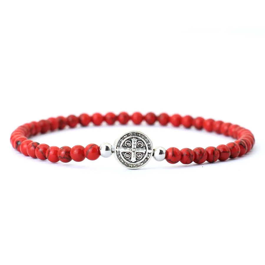 Vintage Herren Kreuz Armband 4mm Perlen Heilung Braslet Natürliche Tiger Augen Holz Braclet Pulsera Hombre Jesus Glauben Brazalete