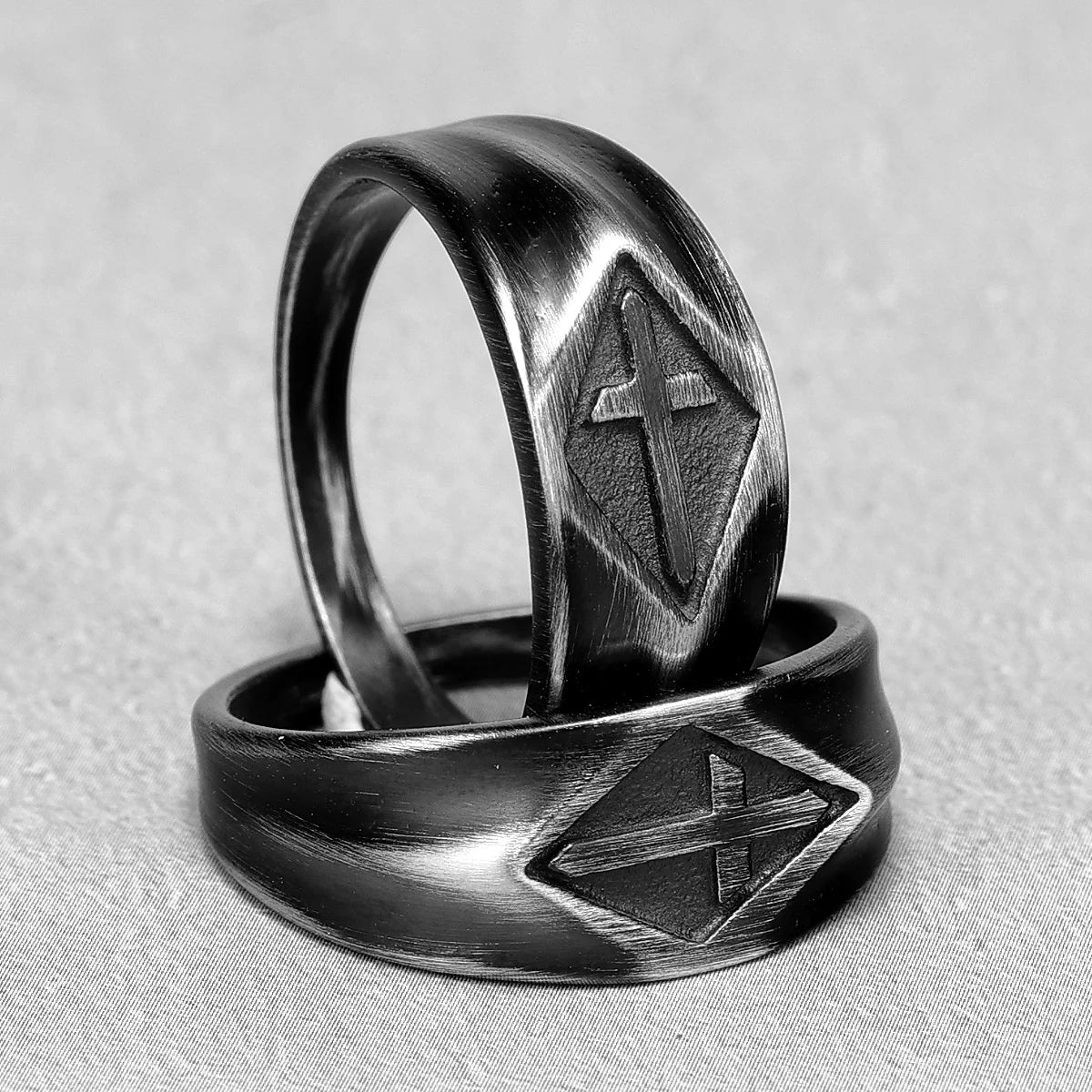 Retro-Kreuzringe 316L Edelstahl Herren Schlichter Ring Punk Rock Rap Religion für Rider Boyriend Schmuck Bestes Weihnachtsgeschenk