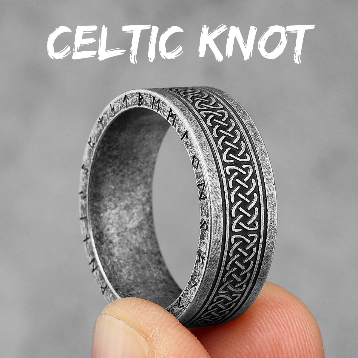 Celtic Knot Ring Viking Runes 316L Stainless Steel Mens Rings Retro Simple Rock for Boyfriend Jewelry Creativity Gift Wholesale