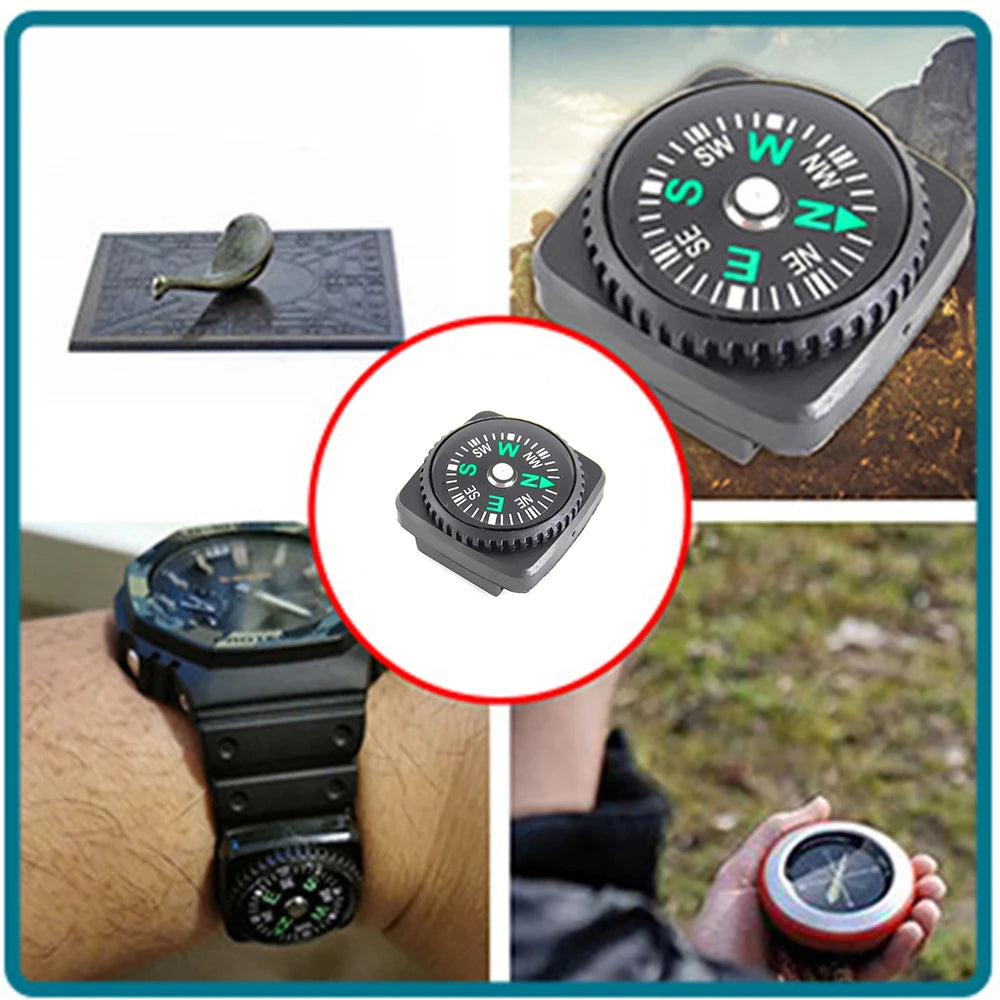 10pcs/lot Mini Wristband Compass Portable Detachable Compass  Outdoor Camping Hiking Travel Emergency Survival Navigation Tool