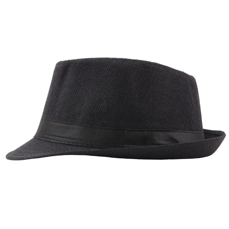 Men's Fedora Jazz Cotton Linen Solid Color Hat Summer Retro Bowler Hats Unisex Outdoor Chapeau  Bowler Hats Beach Trave Cap