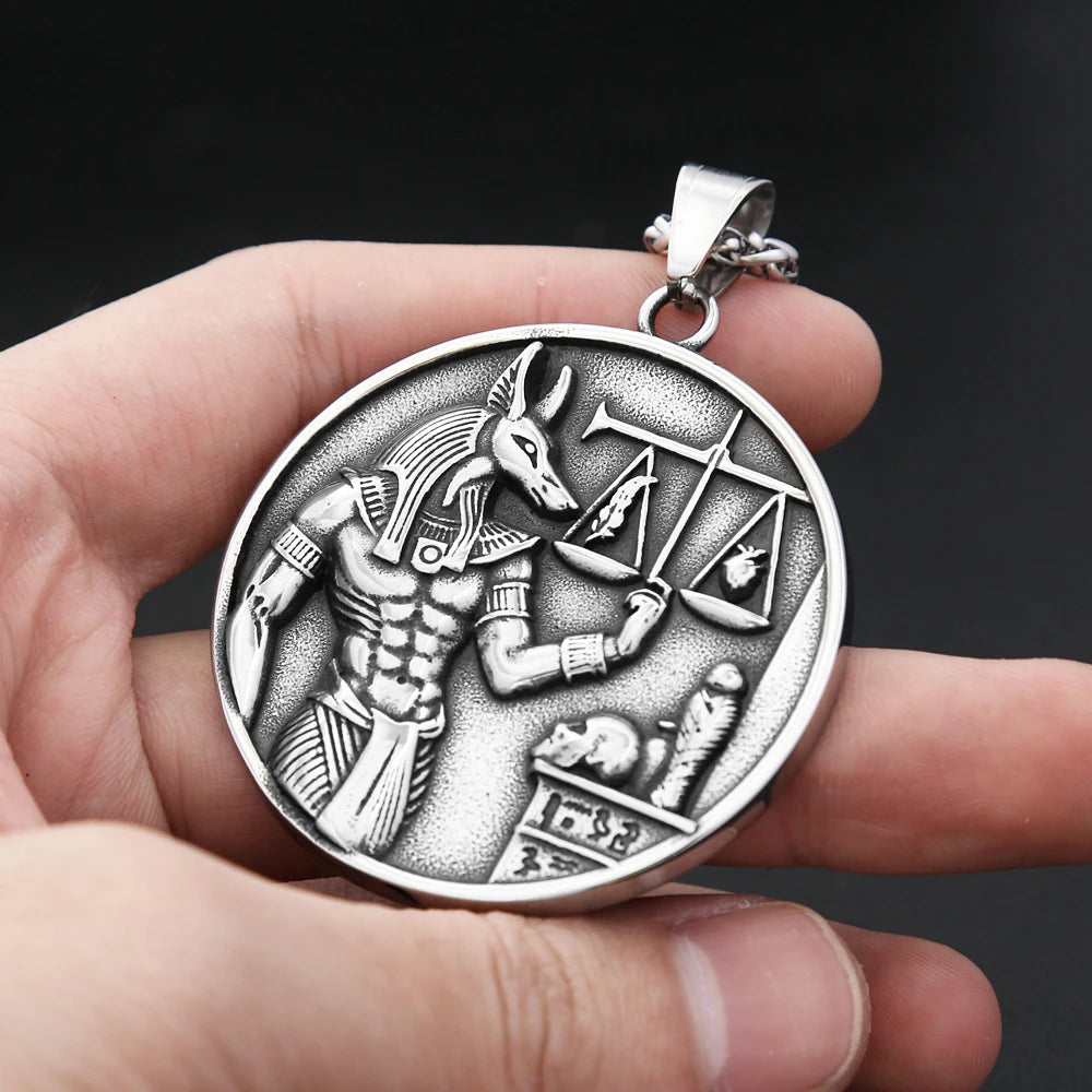 New Vintage 316L Stainless Steel Lucifer With Anubis Pendant Necklaces For Men Women Egypt Mythology Jewelry Gifts Dropshipping