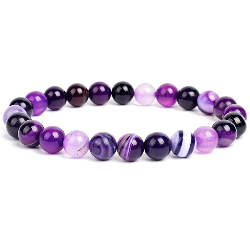 Natural Stone Beads Bracelet For Women Men Amethysts Crystal Quartzs Aquamarines Jades Jewelry Agates Elastic Bangle Bracelets