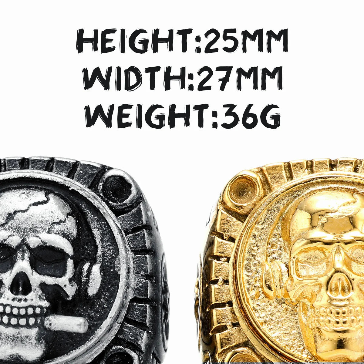 Skulls Badge Rings 316L Stainless Steel Men Ring Variety Retro Skeletons Punk Rock Punk for Rider Male Smoker Jewelry Best Gift