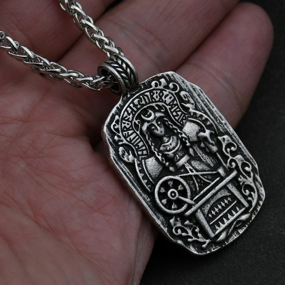 Collares de sacerdotisa Wicca retro para hombres y mujeres, doble cara, diosa nórdica Freya, brújula de bruja, talismán pagano, joyería vikinga