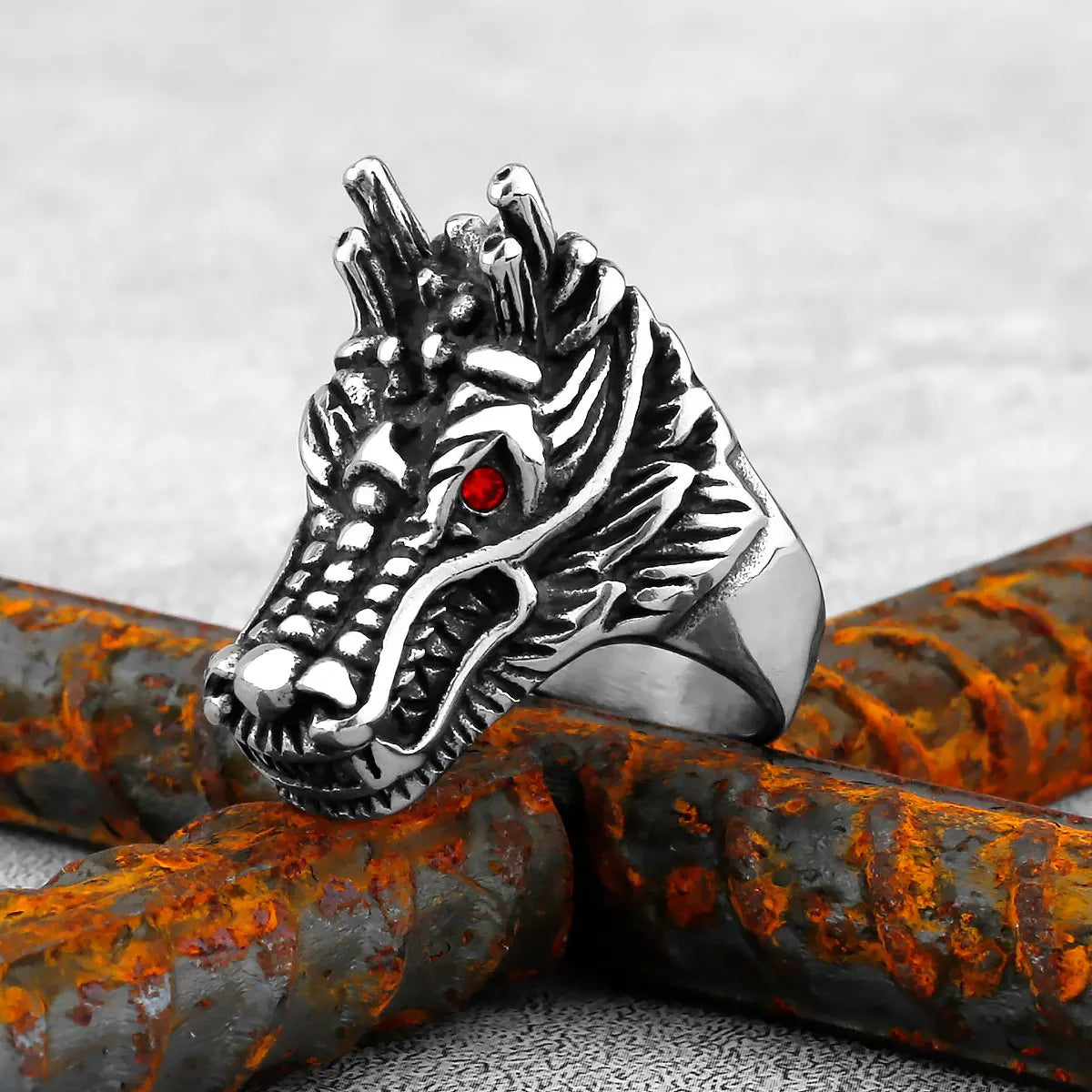 Totenkopf/Tiere Gothic Punk Satanischer Teufel Ring Vintage Steampunk Herren Edelstahl Wikinger Ring Hiphop Motorrad Biker Schmuck