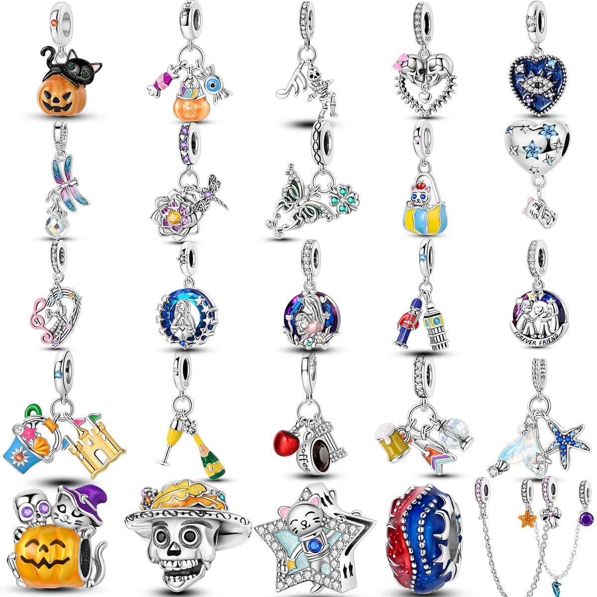 Halloween Pumpkin Mom Animal Ocean Series Beads Charm Bead Fit Original Pandora Bracelet Silver 925 DIY Jewelry Women Gift