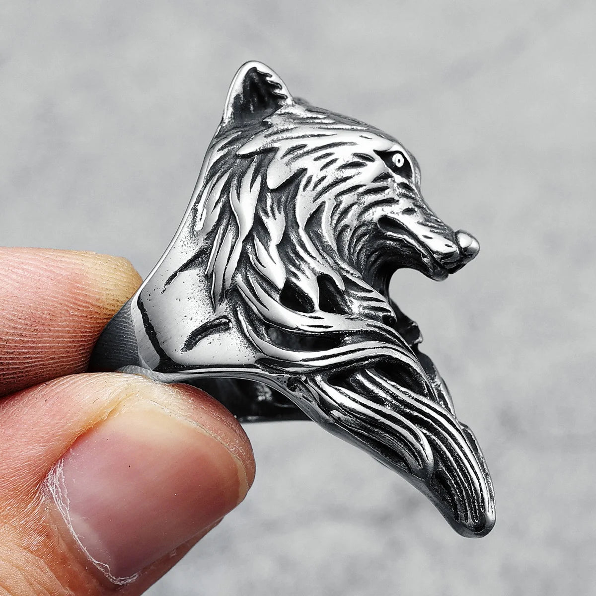 Fox Rings 316L Stainless Steel Men Elegant Forest Canine Rock Rap Hiphop for Biker Male Boyfriend Jewelry Best Gift Wholesale