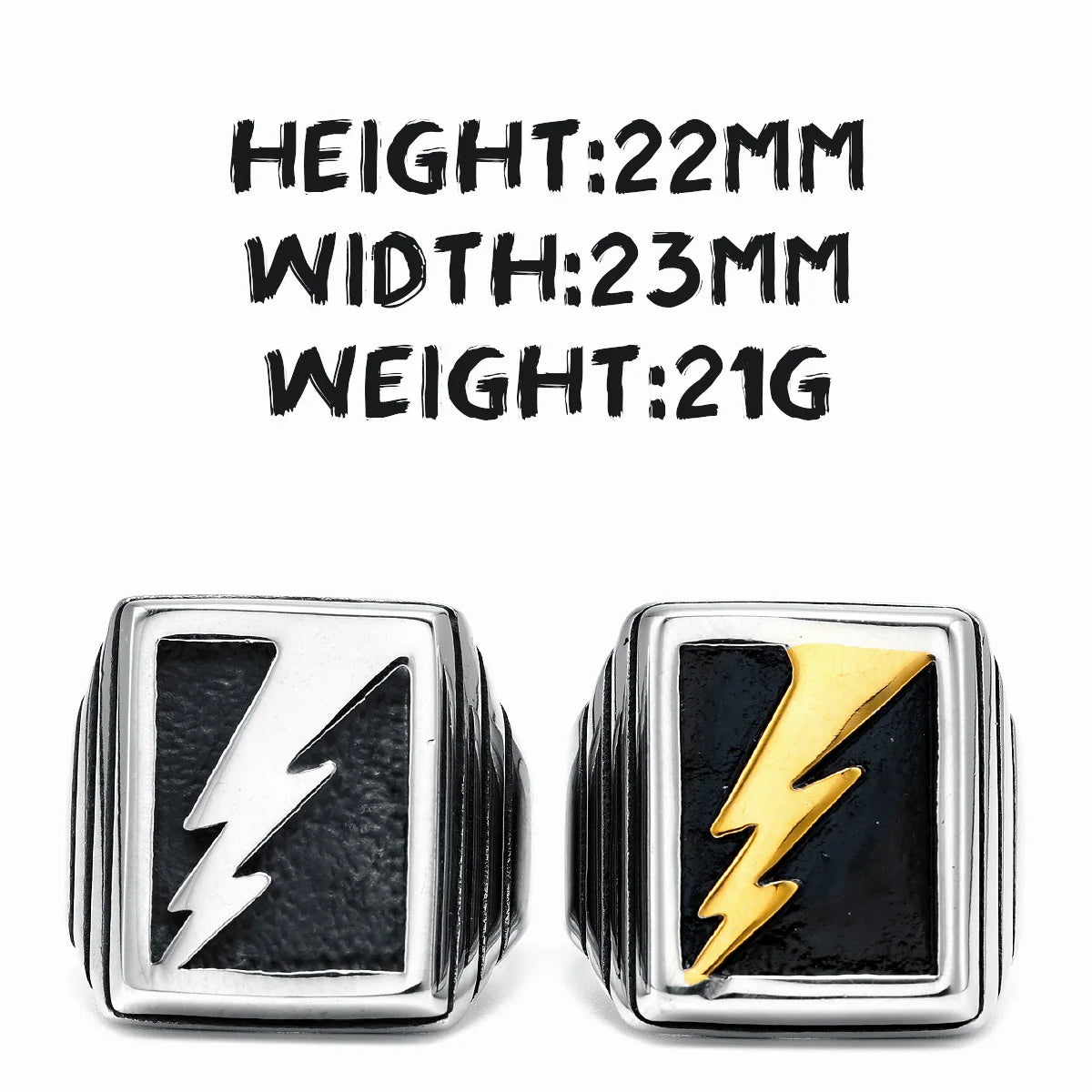 Golden Lightning Men Rings 316L Stainless Steel Simple Ring Punk Rock Party for Friend Couple Jewelry Best Gift Dropshipping