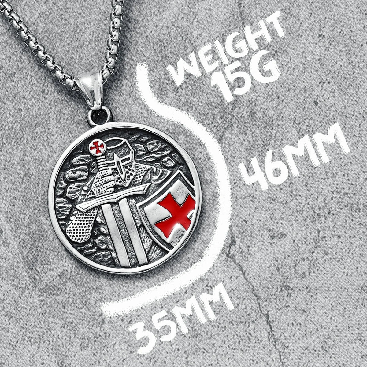 Paladin Pendant Christianity Crusader Necklace Amulet 316L Stainless Steel Men Chain Rock Hip Hop Talisman for Male Jewelry Gift