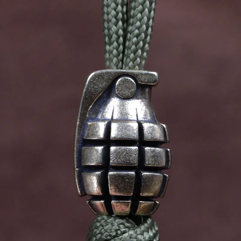 Grenade Shape Brass Knife Beads EDC DIY Paracord Woven Bracelets Lanyard Pendants Accessories Outdoor Tool Hangings Charms Gifts