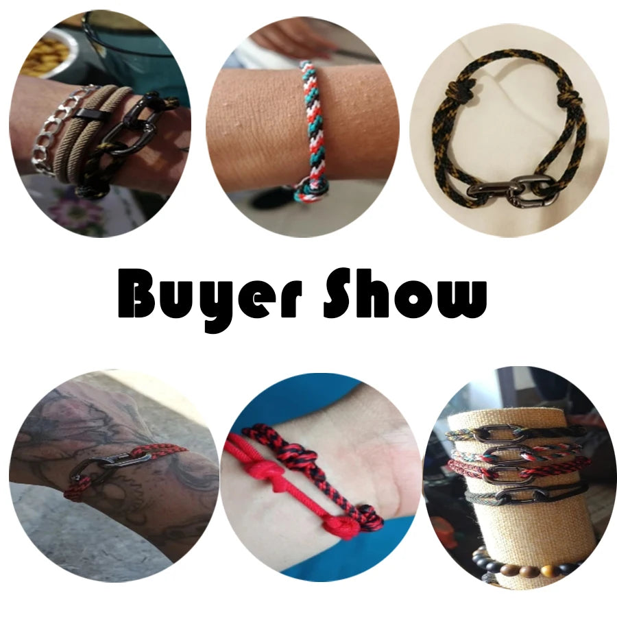 Creative Rope Bracelet For Men Handmade Sliding Adjustable Nautical Braslet Double Snap Hook Bohemian Braclet Homme Accessories