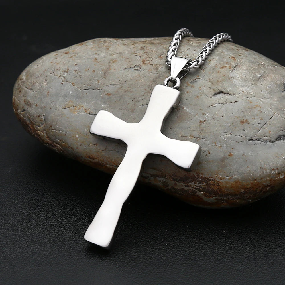 New Unique Design Cross Pendant Necklace For Men Women Punk Hip Hop Stainless Steel Christian Necklaces Fashion Charm Jewelry