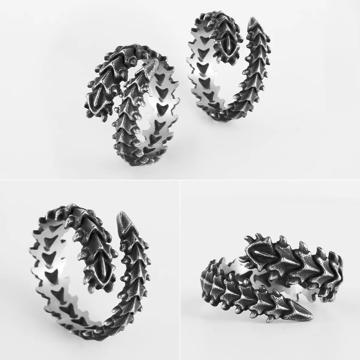 Spine Ring 316L Stainless Steel Men Rings Dragon Back Punk Rock for Male Rider Retro Jewelry Accessories Best Gift Dropshipping