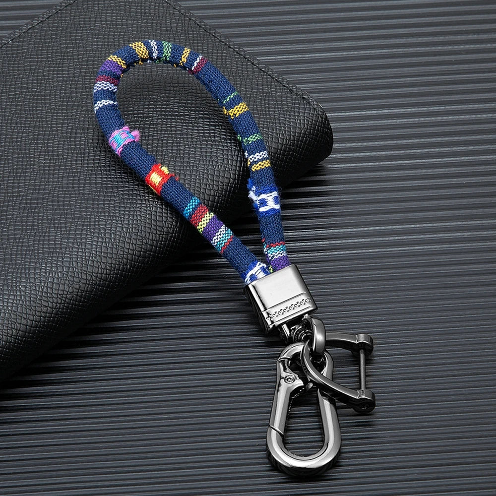 MKENDN Metal Key Chain With Keyring Handmade Boho Surfer Waterproof Rope Car Key Holder Colored Friendship Gift For Best Friend