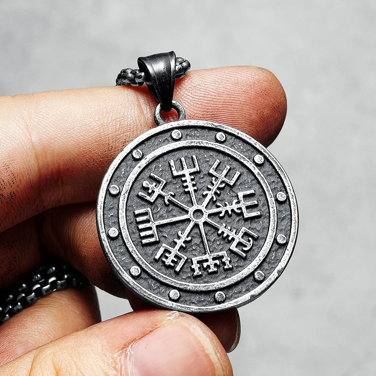 Collier rétro Viking Compass en acier inoxydable 316L pour hommes, pendentif texturé, chaîne punk rap pour ami, bijoux masculins, cadeau, livraison directe