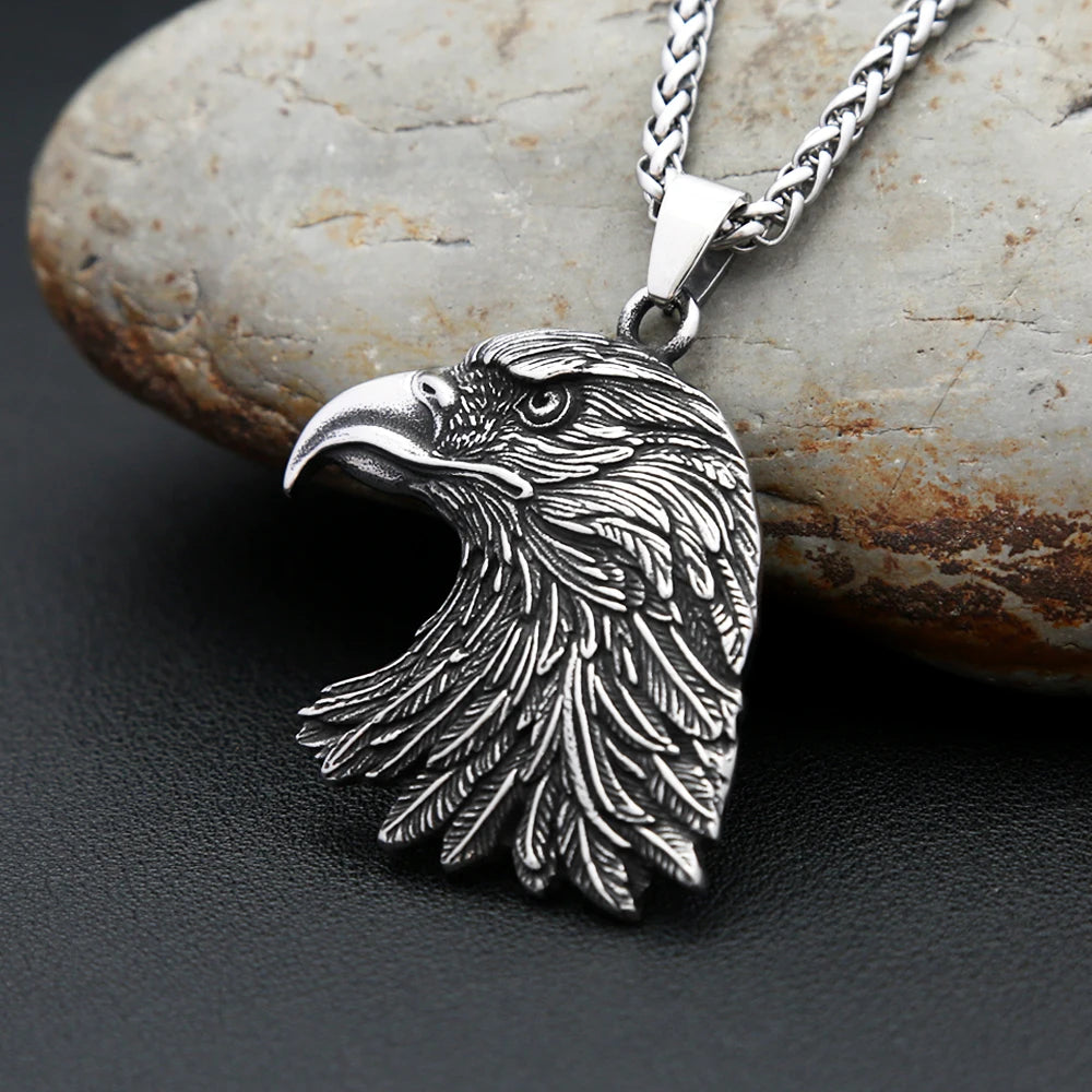 Gothic Vintage Eagle Head Pendant Necklaces For Men Women 316L Stainless Steel Fashion Punk Flag Statue of Liberty Jewelry Gifts