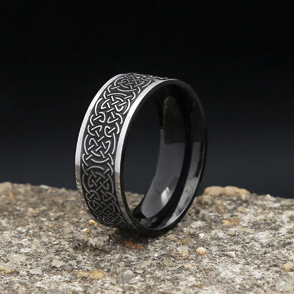 Vintage Stainless Steel Vikings Celtic Knot Rune Ring For Men Women Fashion Simple Nordic Amulet Rings Punk Lucky Jewelry Gifts