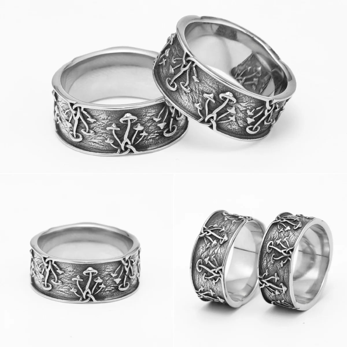 Pilzringe 316L Edelstahl Pilze Retro Spore Männer Frauen Ring Rock Punk Party für Biker Freund Schmuck Bestes Geschenk Schmuck