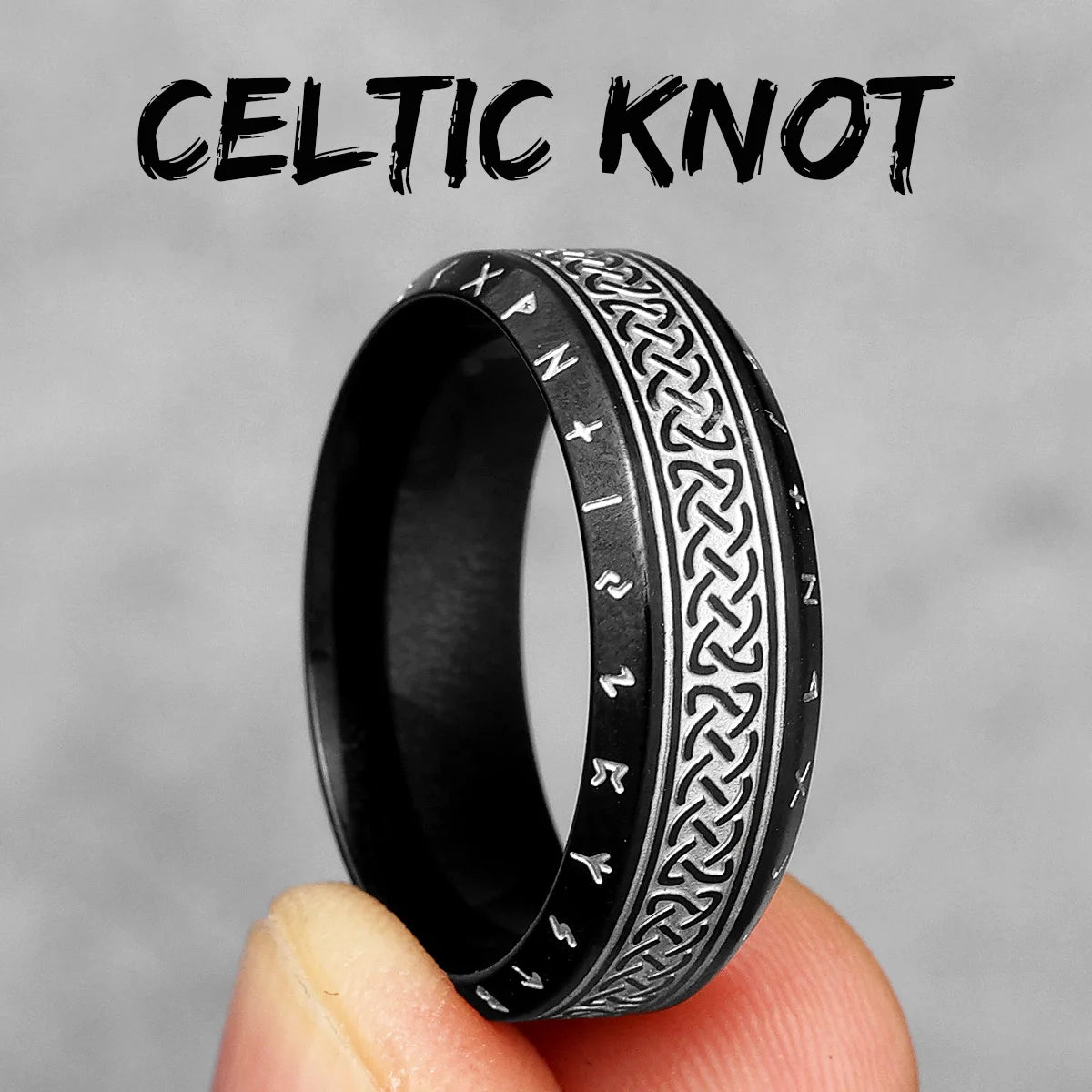 Celtic Knot Ring Viking Runes 316L Stainless Steel Mens Rings Retro Simple Rock for Boyfriend Jewelry Creativity Gift Wholesale