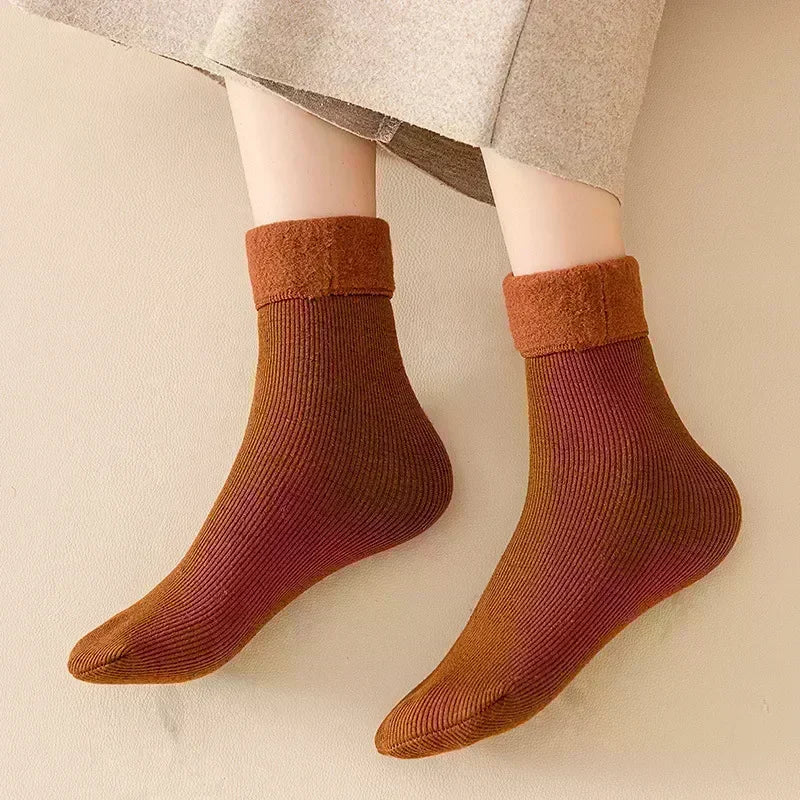 Women Men Winter Socks Warm Thicken Thermal Snow Boots Floor Socks Soft Velvet Cashmere Sock Sleep Solid Color Home Floor Socks