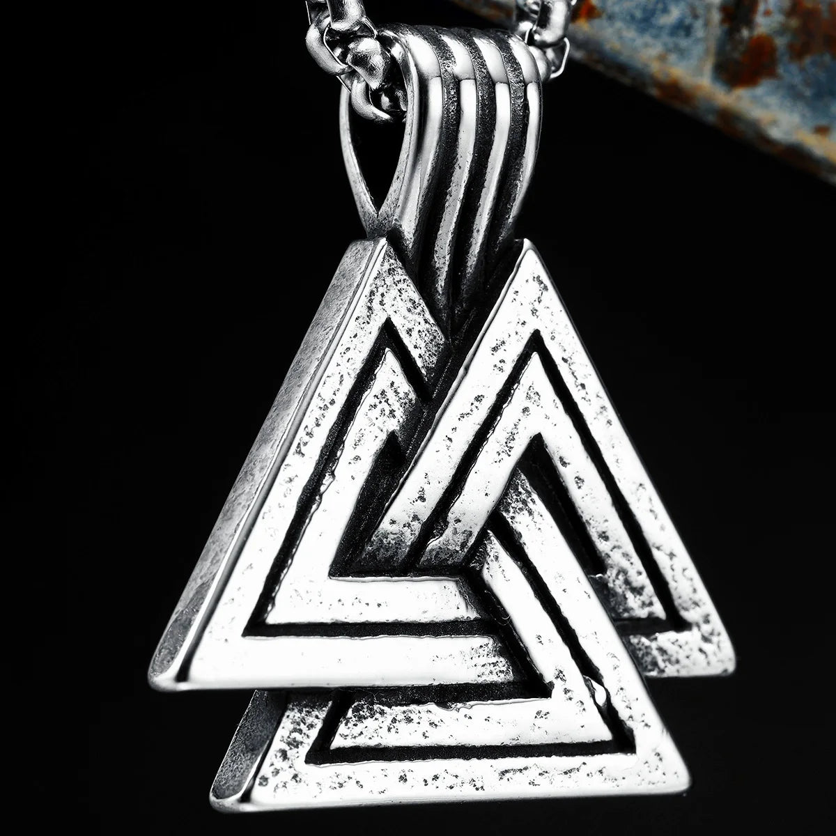 Odin Triangle Men Necklaces 316L Stainless Steel Nordic Mythology Viking Pendant Chain Punk Rap for Boyfriend Male Jewelry Gift