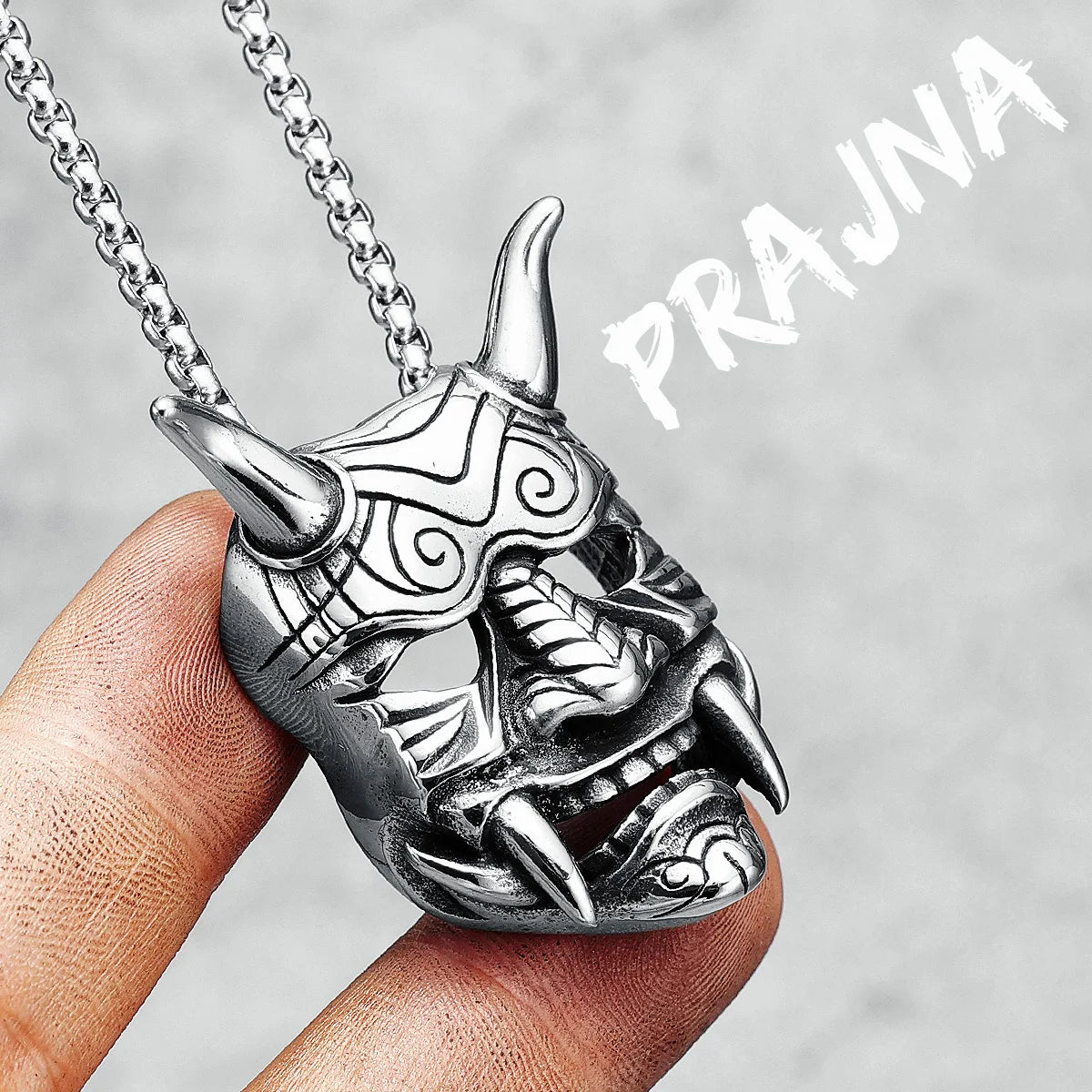 Genji Bushido Men Necklace Retro Prajna Warrior 316L Stainless Steel Pendant Chain Rock Punk for Biker Top Quality Jewelry Gift