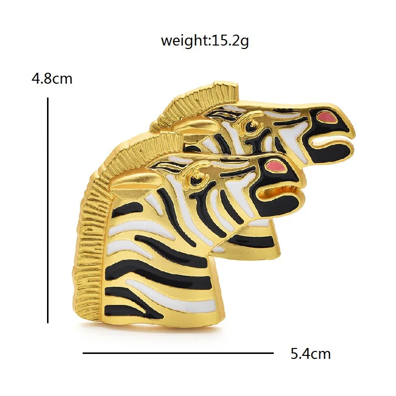 Wuli&baby Retro Two Zebra Brooches For Women Charming Enamel 2-color Animal Party Casual Brooch Pins Gifts