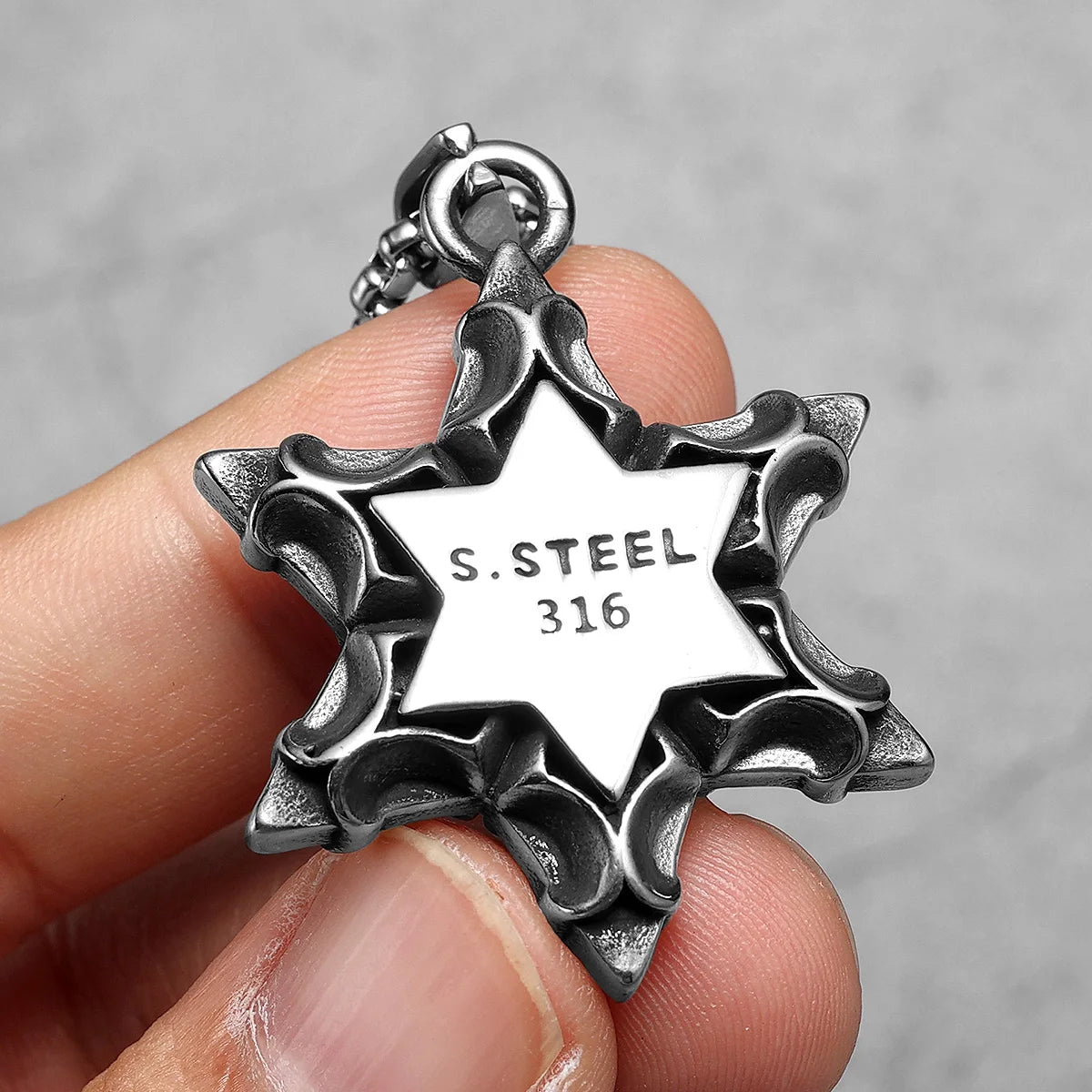 Six-pointed Star of David Pendants Gem Necklaces 316L Stainless Steel Men Chain Hip Hop Rock for Male Jewelry Gift Dropshipping