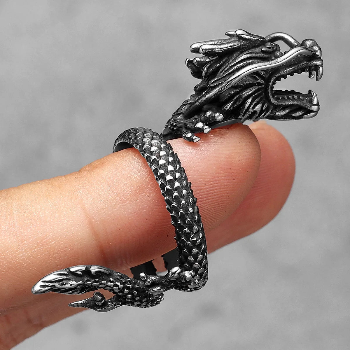 Chinese Dragon Ring 316L Stainless Steel Men Rings Punk Rock for Male Vintage Jewelry Xmas Creativity Gift Accessories Wholesale