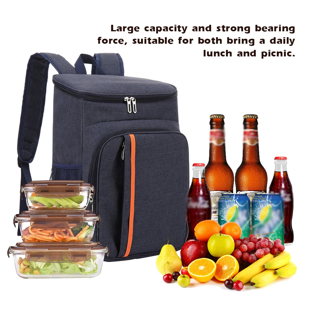 18L Large Capacity Leak Proof Lunch Backpack Thermal Large Picnic Cool and Warm Insulated Bag Outdoor Storage Shoulder Bag