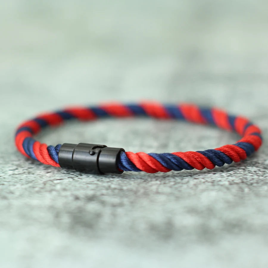 Simple Style Mens Bracelet Black Magnetic Buckle Paracord Braslet Bangle Ethnic Nautical Rope Braclet Leisure Pulseira Joias