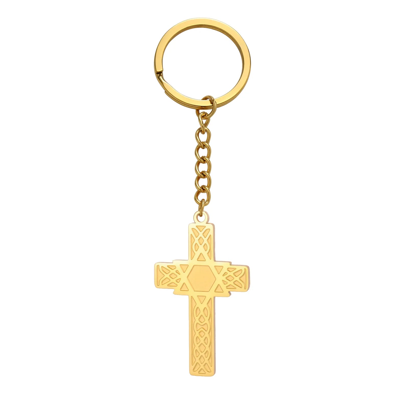 Porte-clés Dreamtimes Croix Étoile de David pour Femmes Hommes Pendentif Corrosion Bijoux en Acier Inoxydable Cadeau