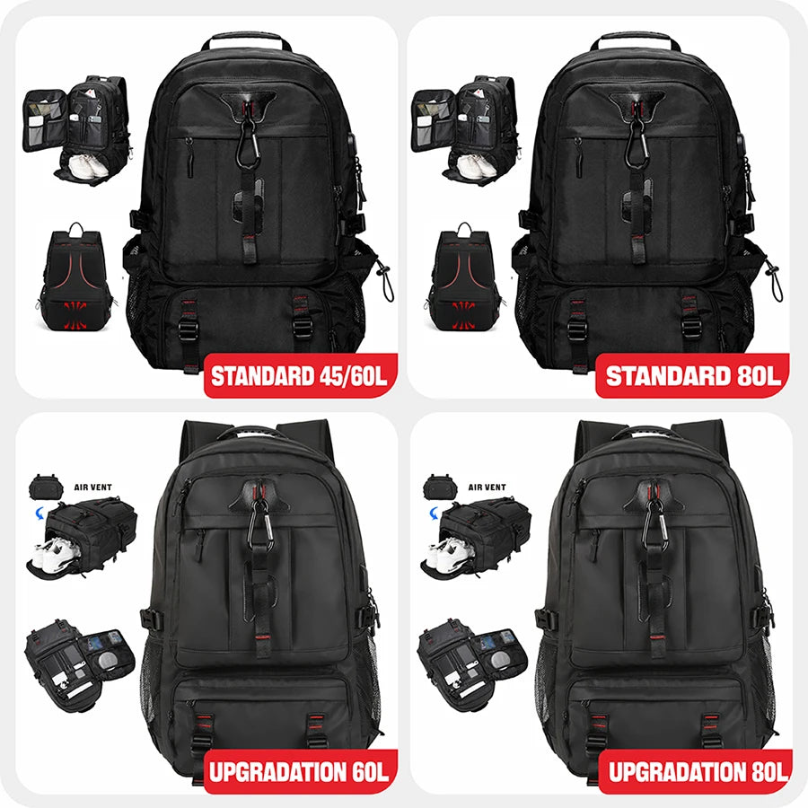 SWISS MILITARY 45L 60L 80L Travel Backpack Men Large Capacity Waterproof Expandable Usb Backpack Sports Fitness Backpack Mochila