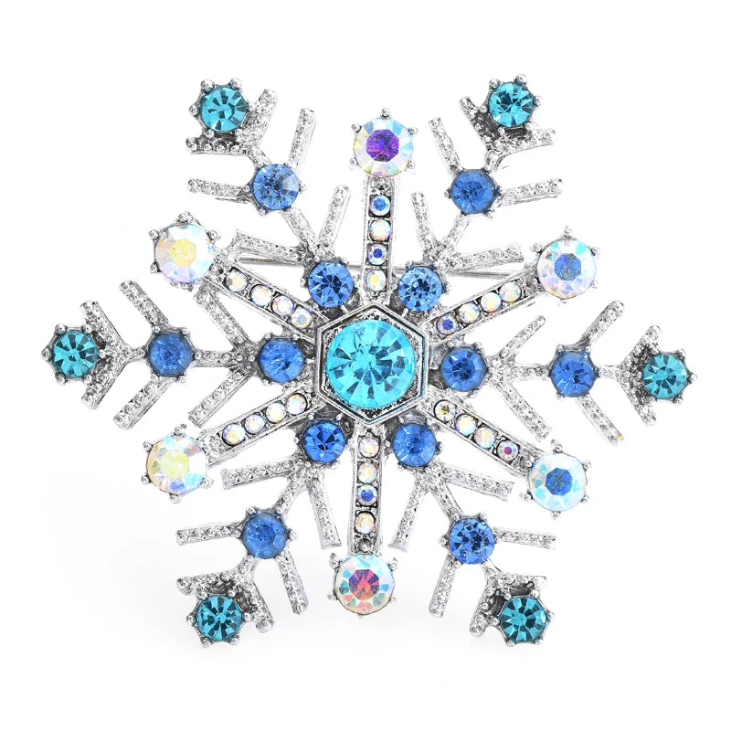 Wuli&baby Blue Snowflake Brooches For Women Unisex Shining Beautiful Snow Flower Party Office Brooch Pins Gifts